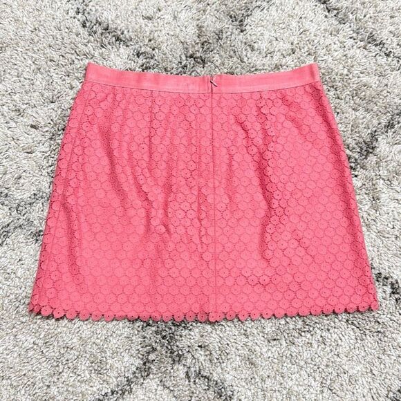 Ann Taylor Loft Womens Pink Lace Overlay Lined Scallop Hem Skirt Size 14 - Picture 4 of 5